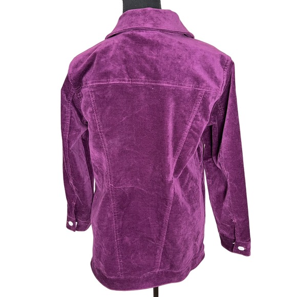 DENIM & CO WOMENS PURPLE STRETCH VELVETEEN PETITE JACKET NWOT SIZE S - Picture 3 of 7